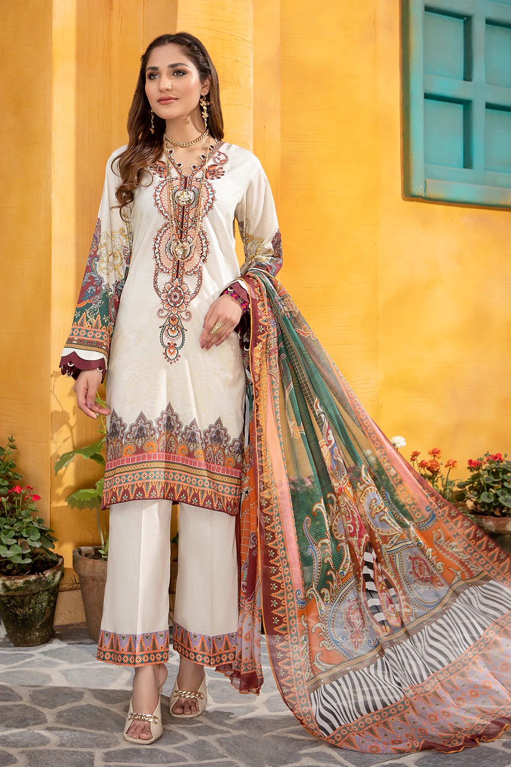 Jahanara Eid Lawn collection unstitched 3 pc suit