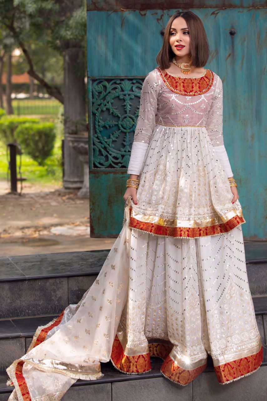 Zahra Ahmad white colour stitched Eid 3 pc suit