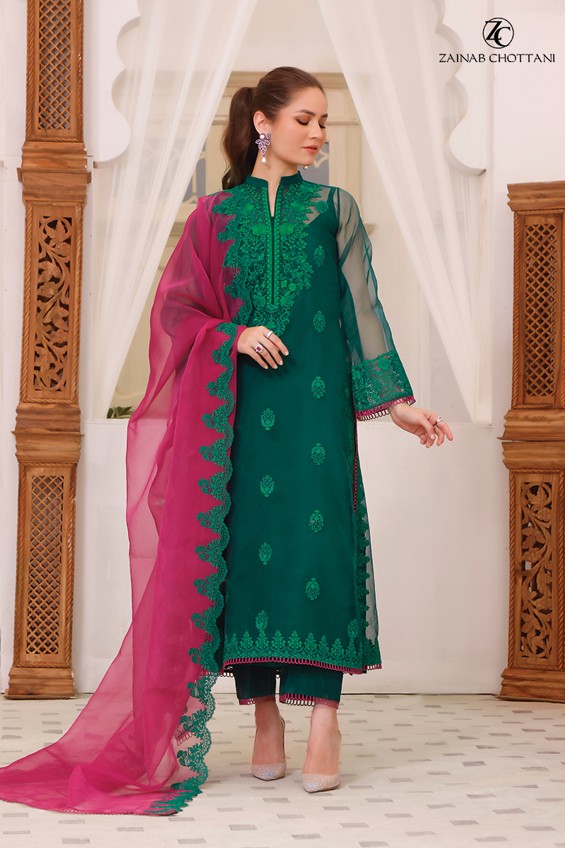 Zainab Chottani Eid Lawn color green 2 pc suit