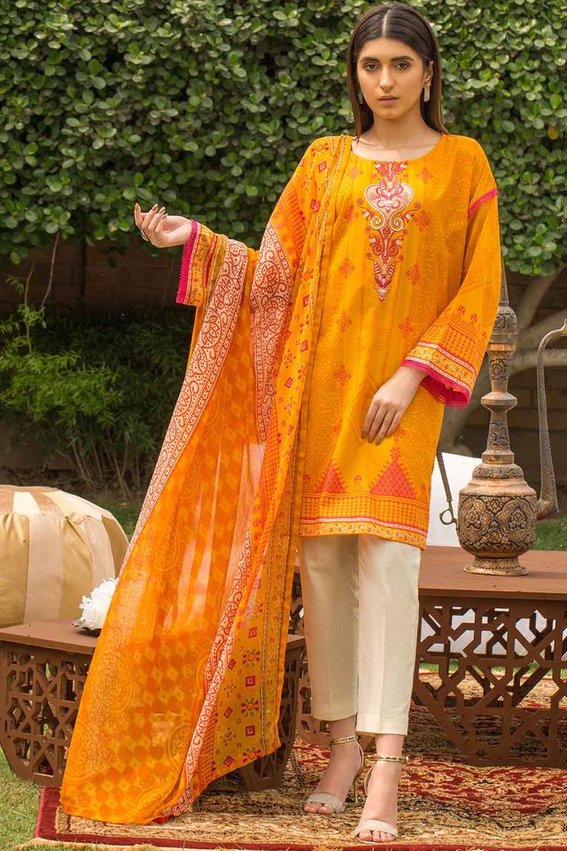 Lawn embroidered ward summer suit