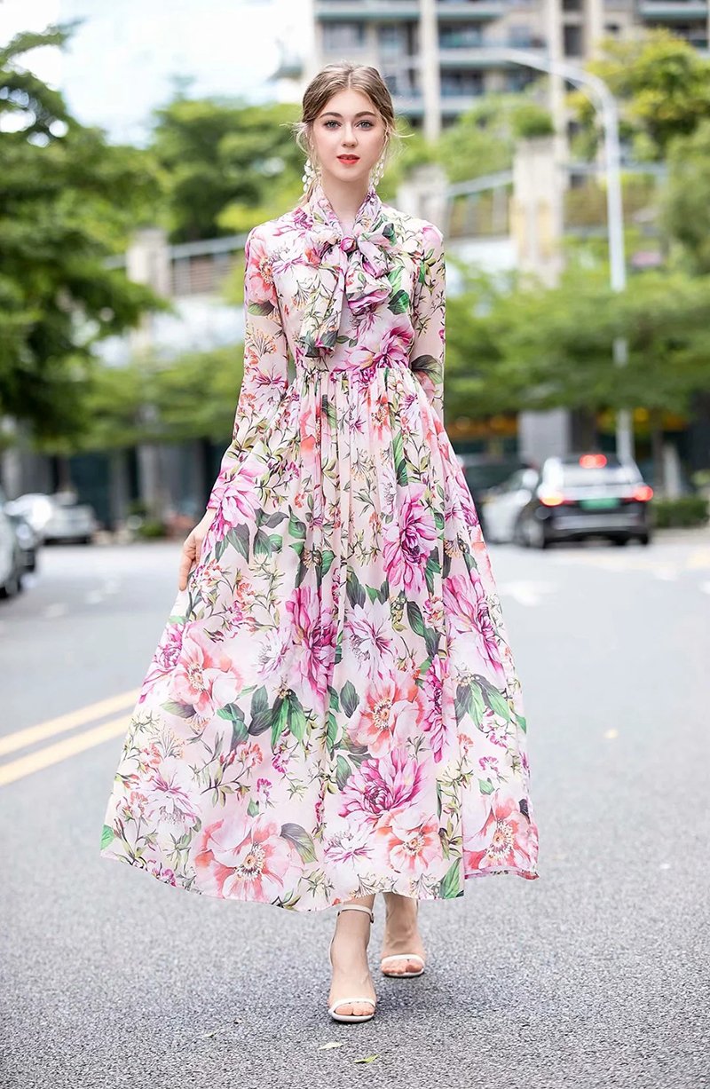 Latest Summer Single Printed Dresses Digital Floral Designs 2024-thanhphatduhoc.com.vn
