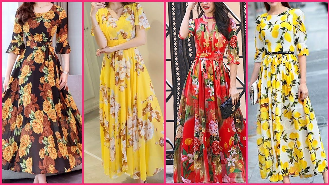 New Floral Western Long Frock Designs 2023 Images
