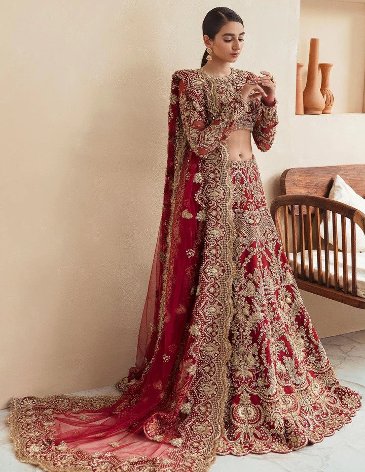 Red lehenga Choli wedding dress