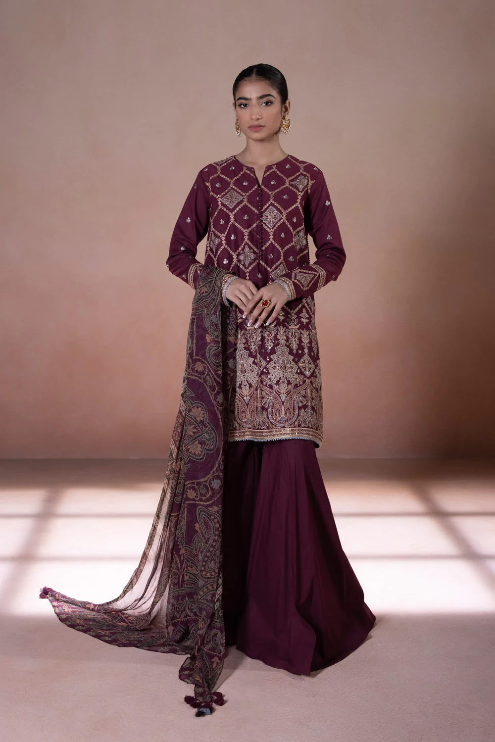 Embroidered Cotton Unstitched 3 pc Suit