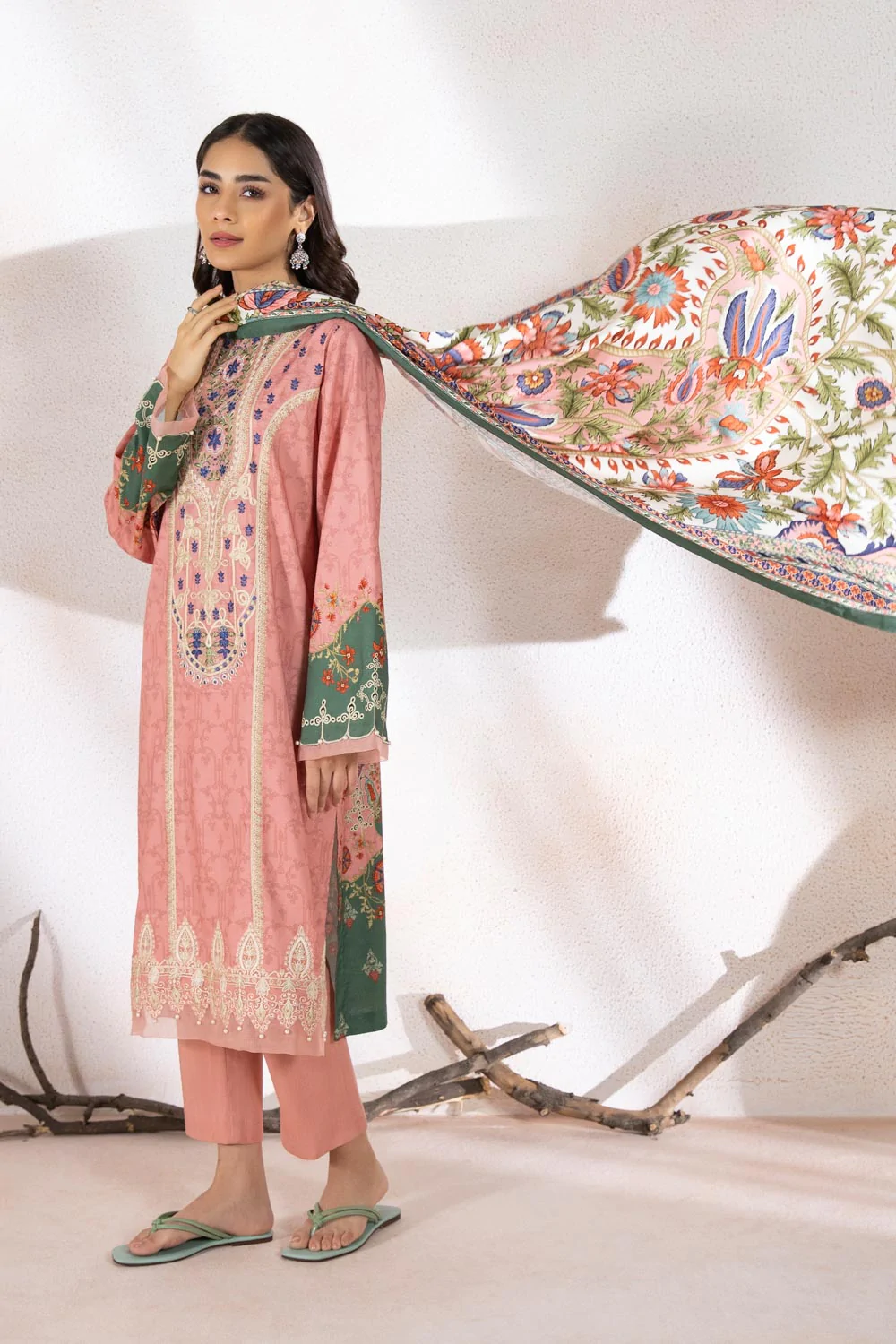 Embroidered Linen Unstitched 3 pc Suit