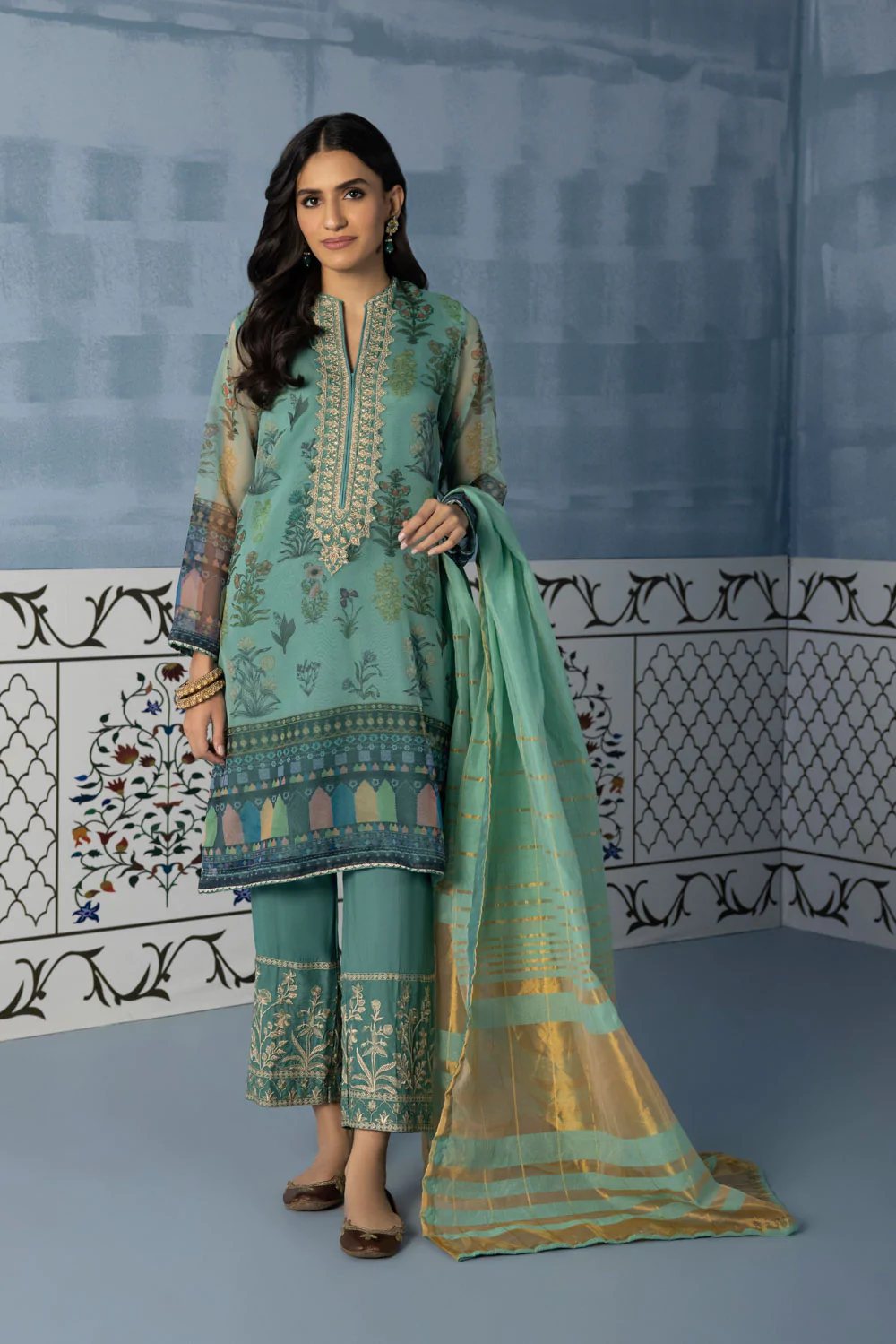 Embroidered Organza Ready To Wear 3 Pc Suit