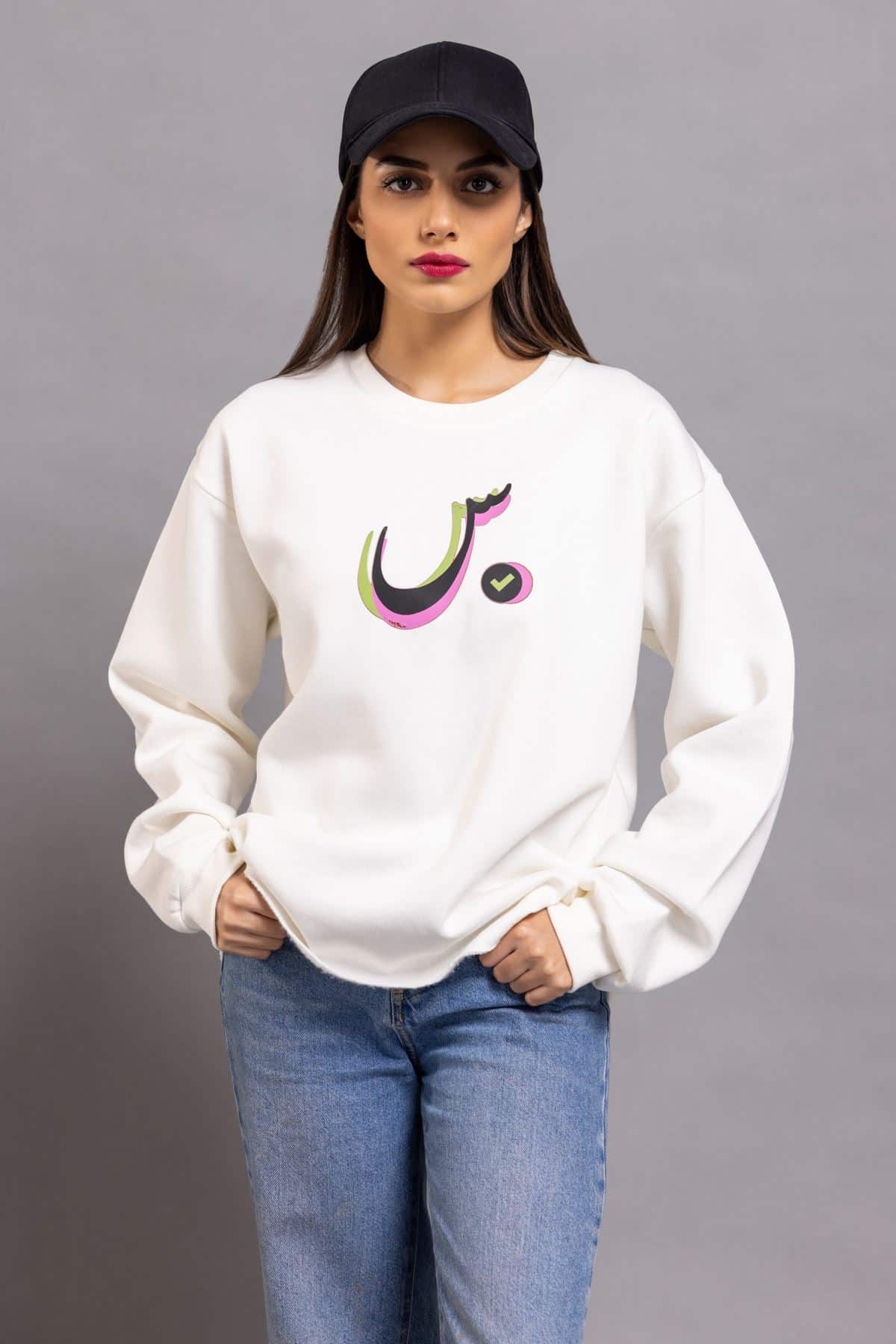 printed sweater simple round neck