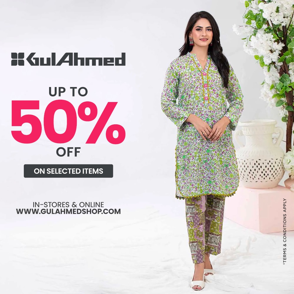 Gul Ahmed summer clearance sale on ladies dresses