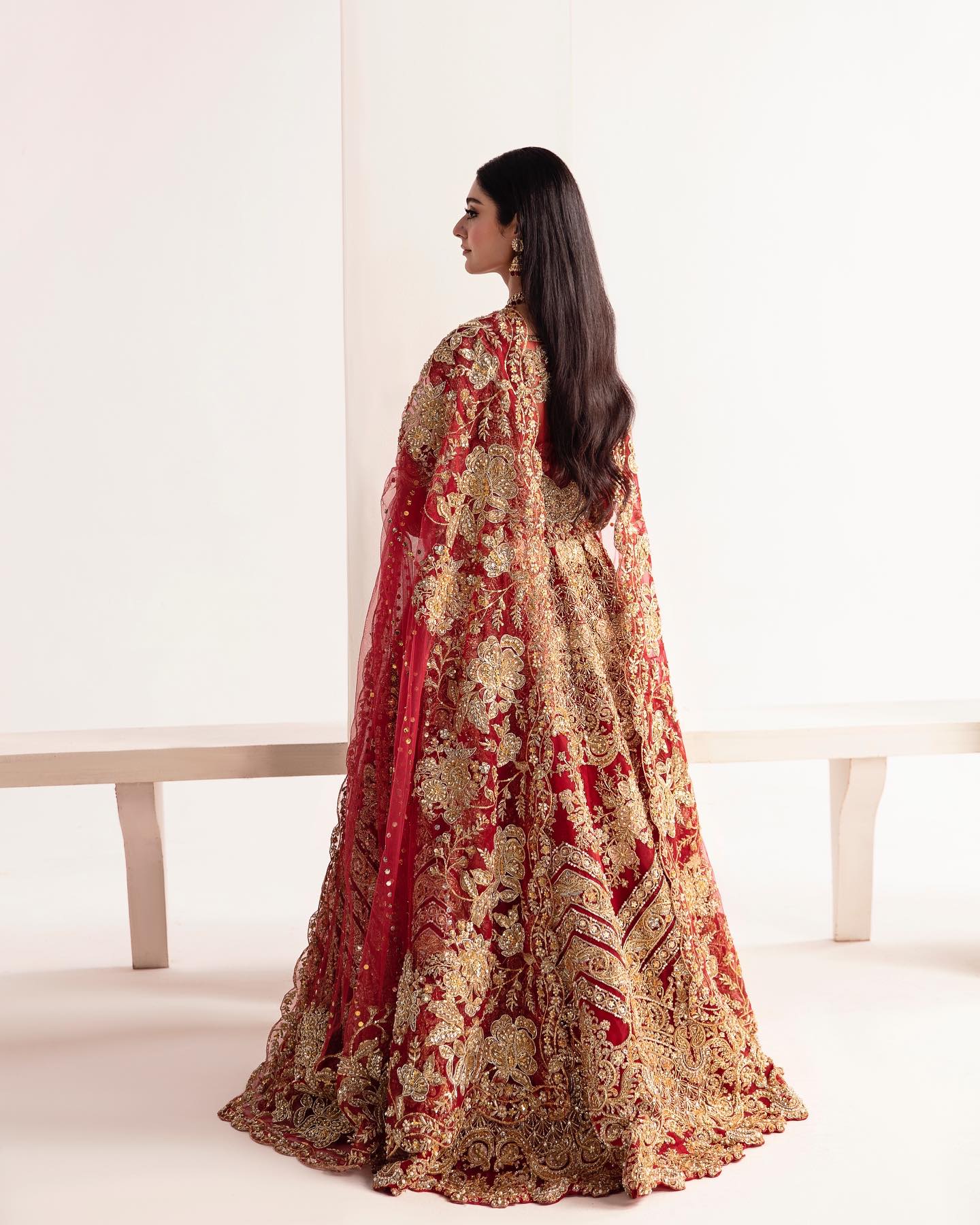 Red and gold bridal dress