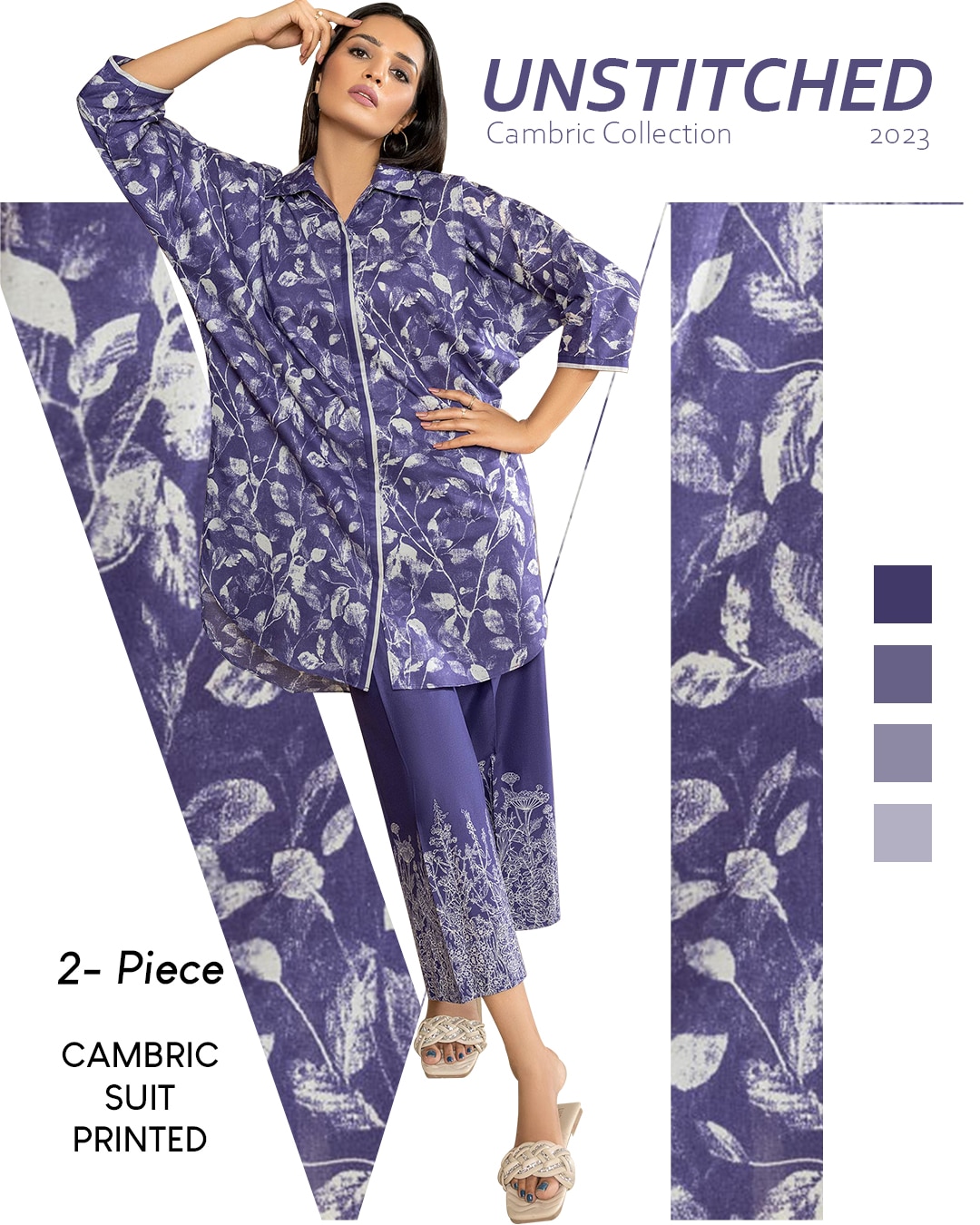 Unstitched 2 Piece Printed Cambric Suits