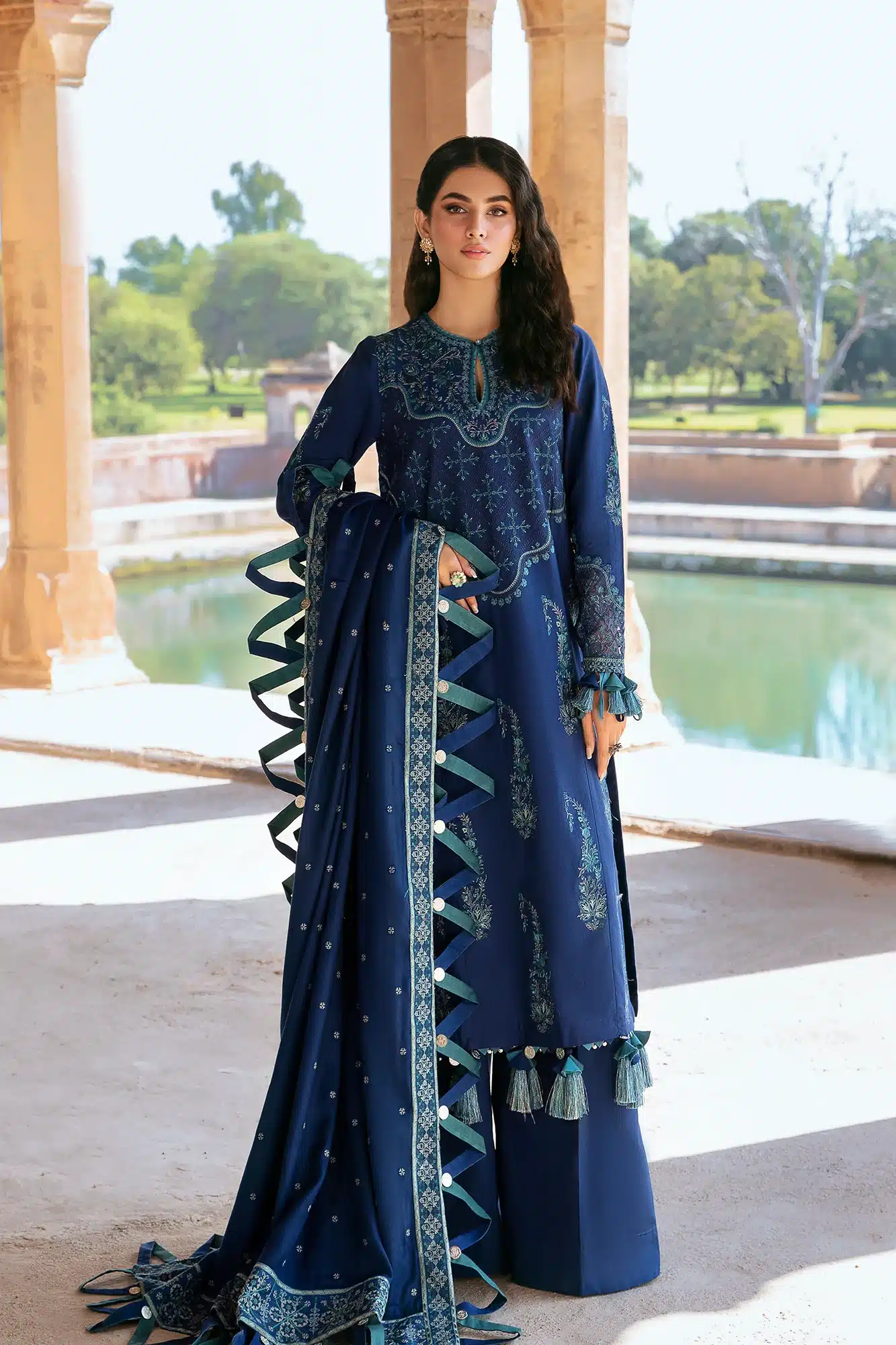 EMBROIDERED SUIT Shades of Blue color