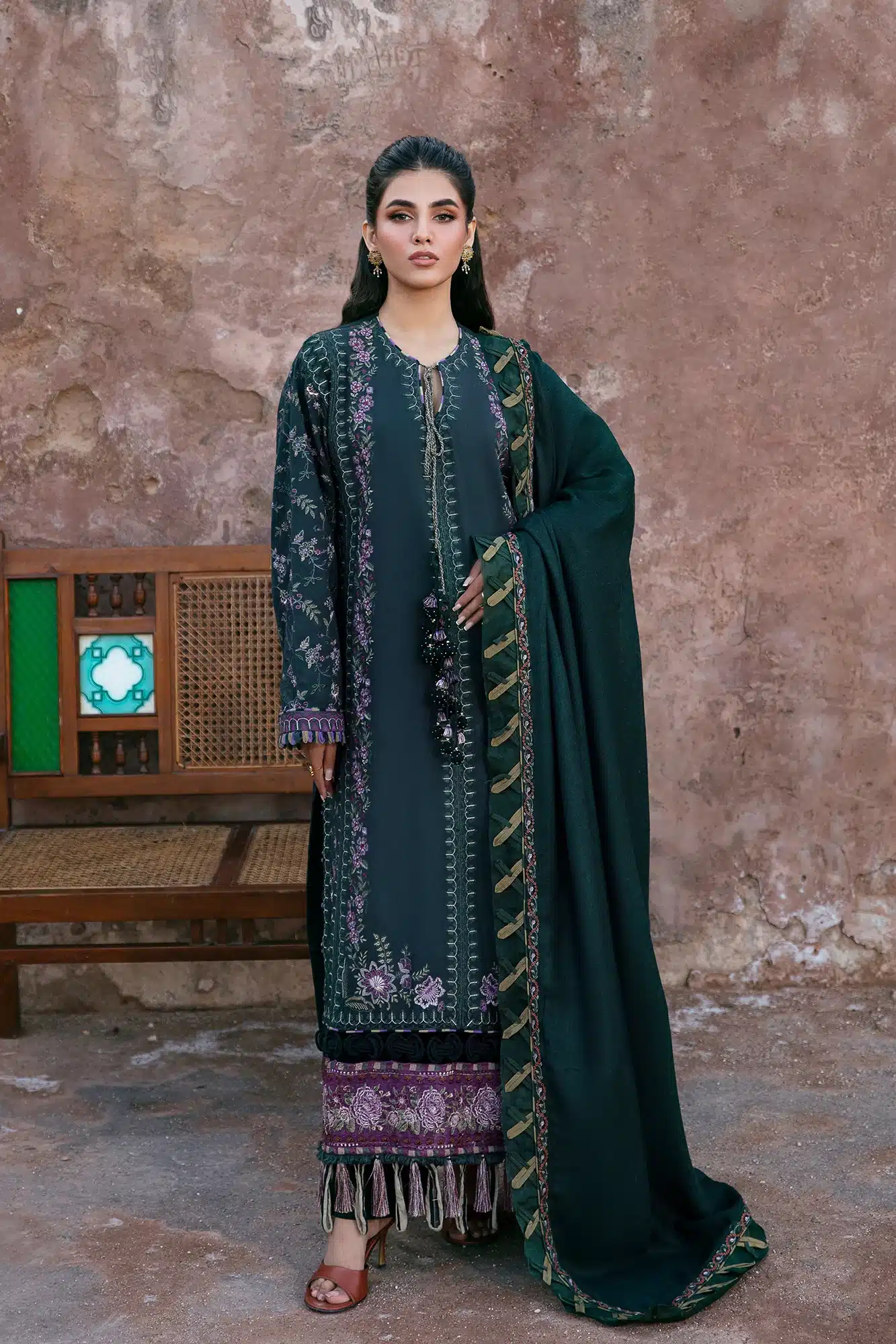 Embroidered Suit luscious green color