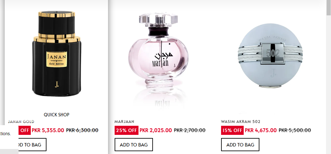 J. sale on perfumes