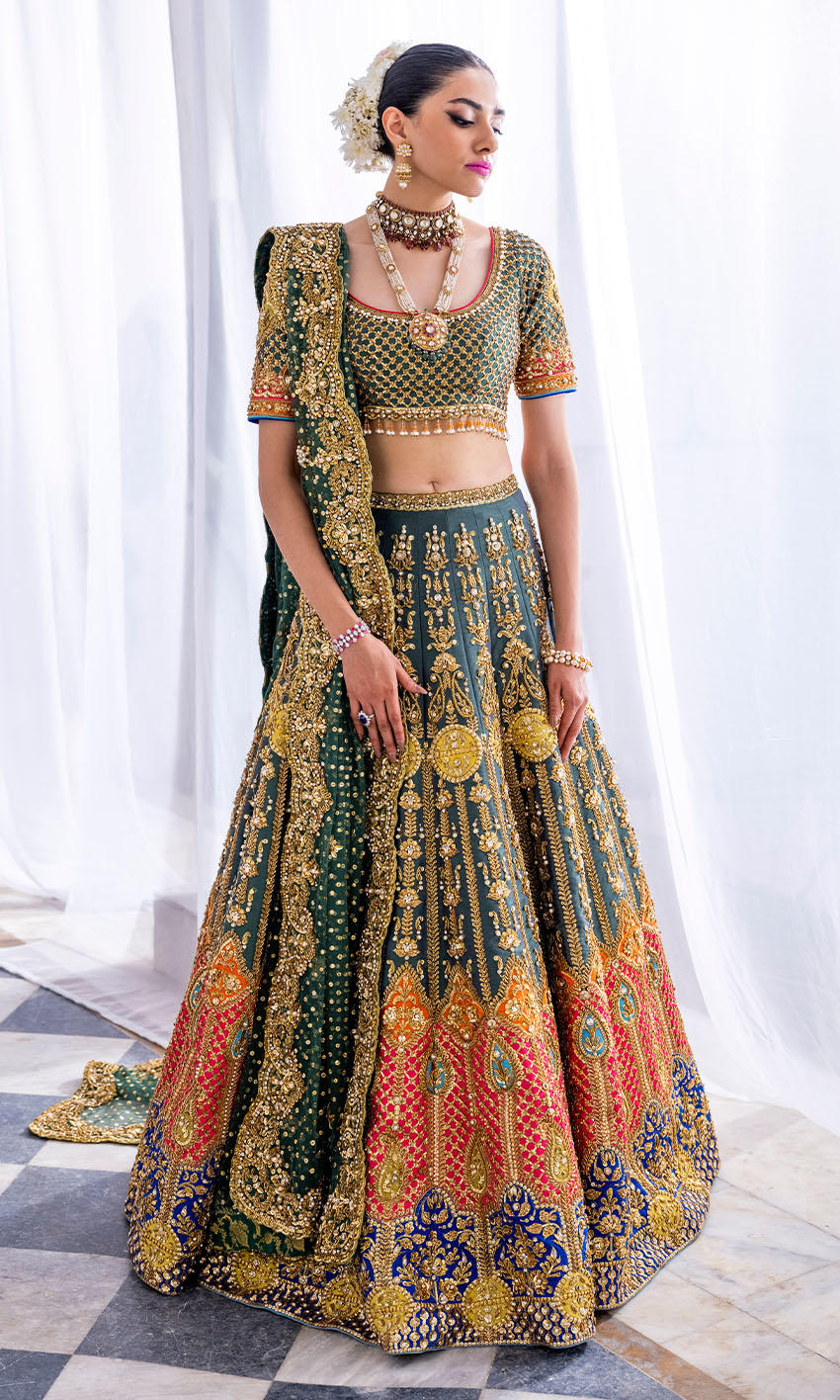 Latest Nomi Ansari Bridal Dresses Black and Golden