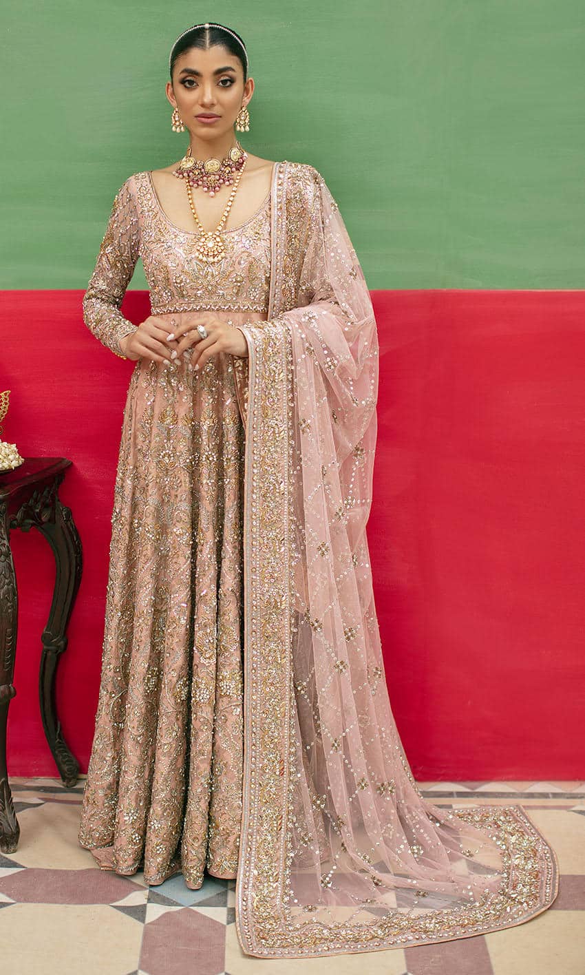 Latest Nomi Ansari Bridal Dresses Brown and Golden color