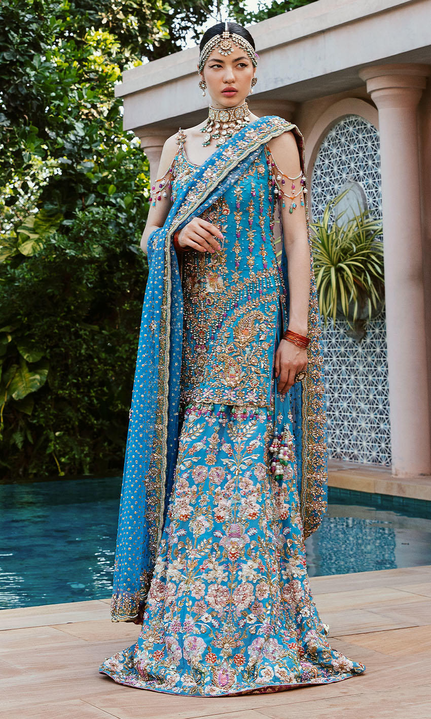 Latest Nomi Ansari Bridal Dresses Light Blue