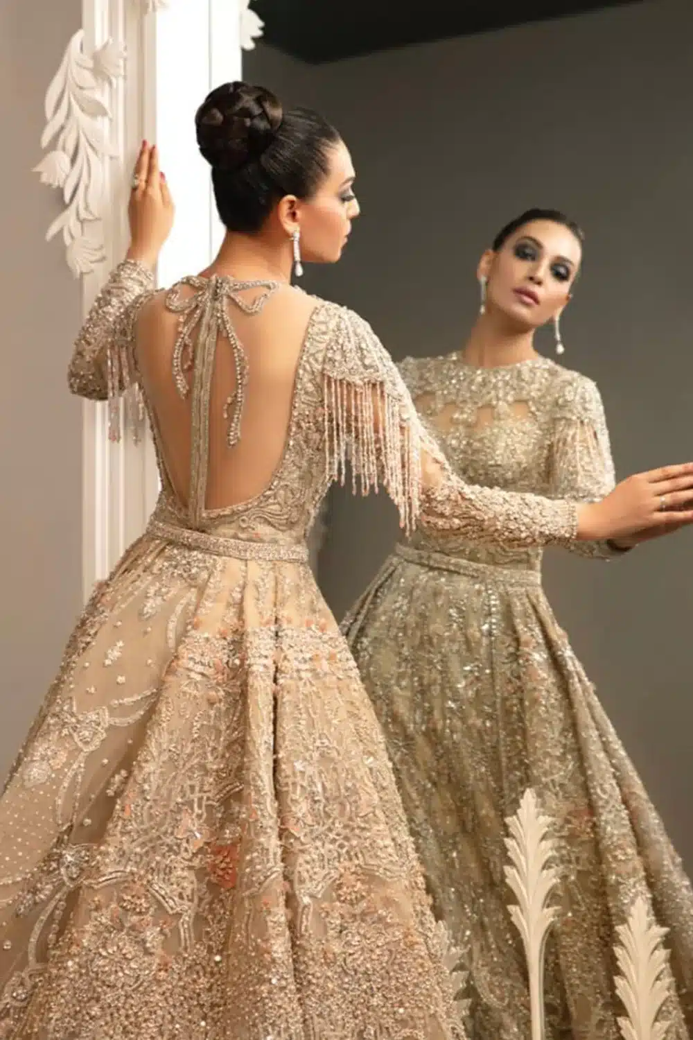 Latest Saira Rizwan Bridal Dresse Beige color