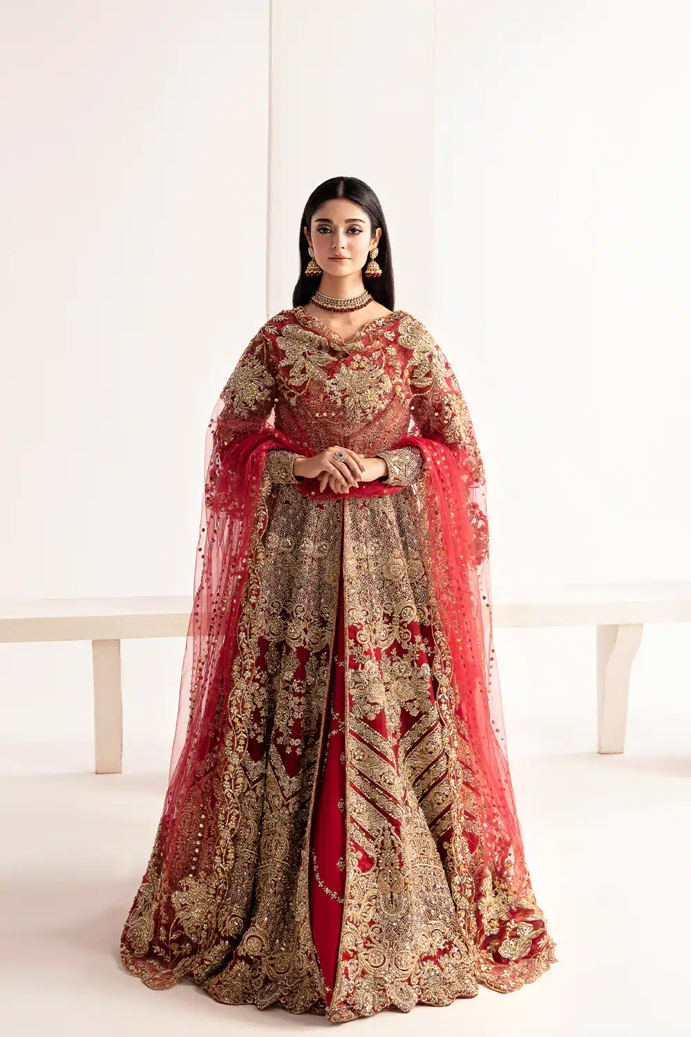 Latest Saira Rizwan Bridal Dresses Golden and red color