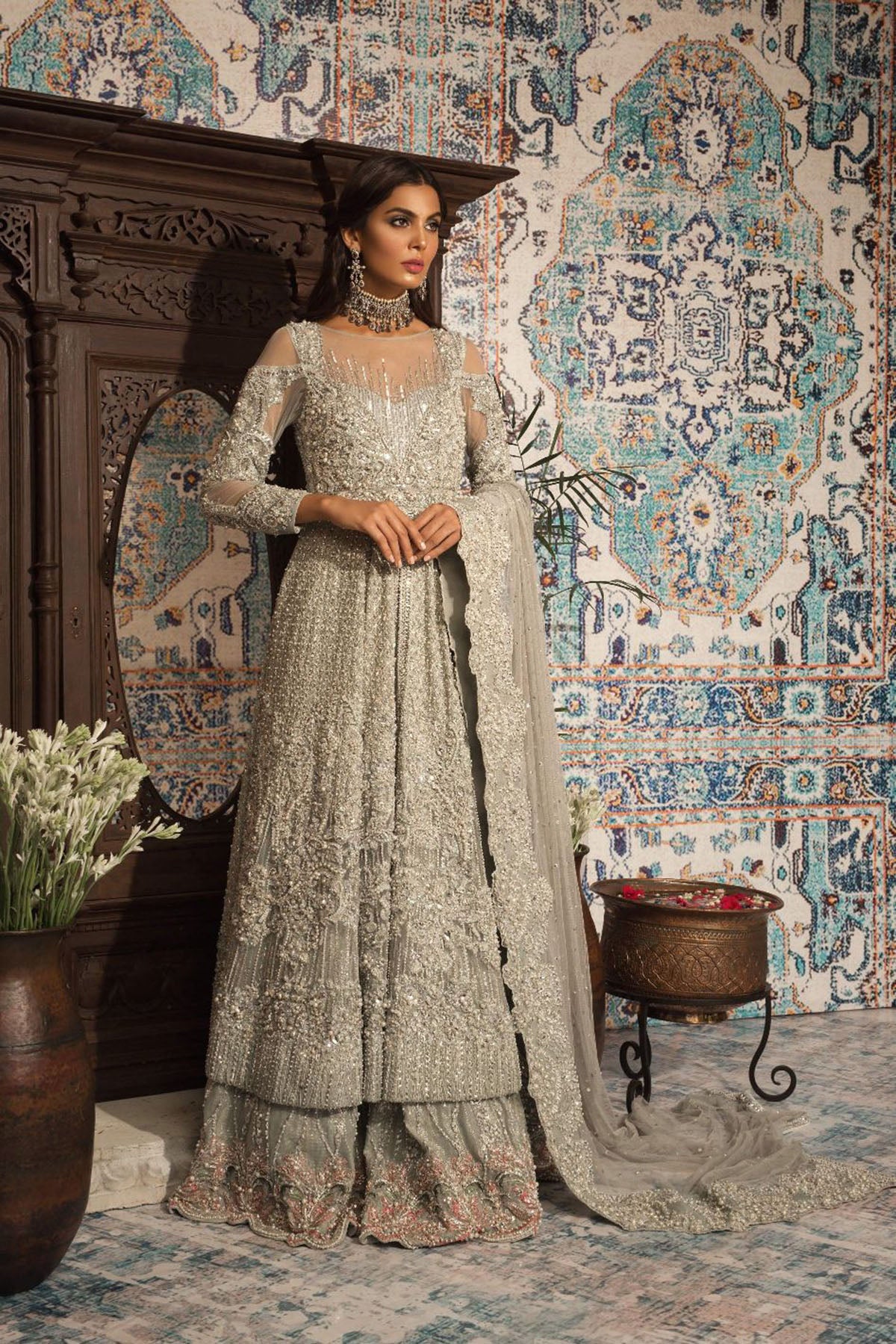 Latest Saira Rizwan Bridal Dresses Grey color
