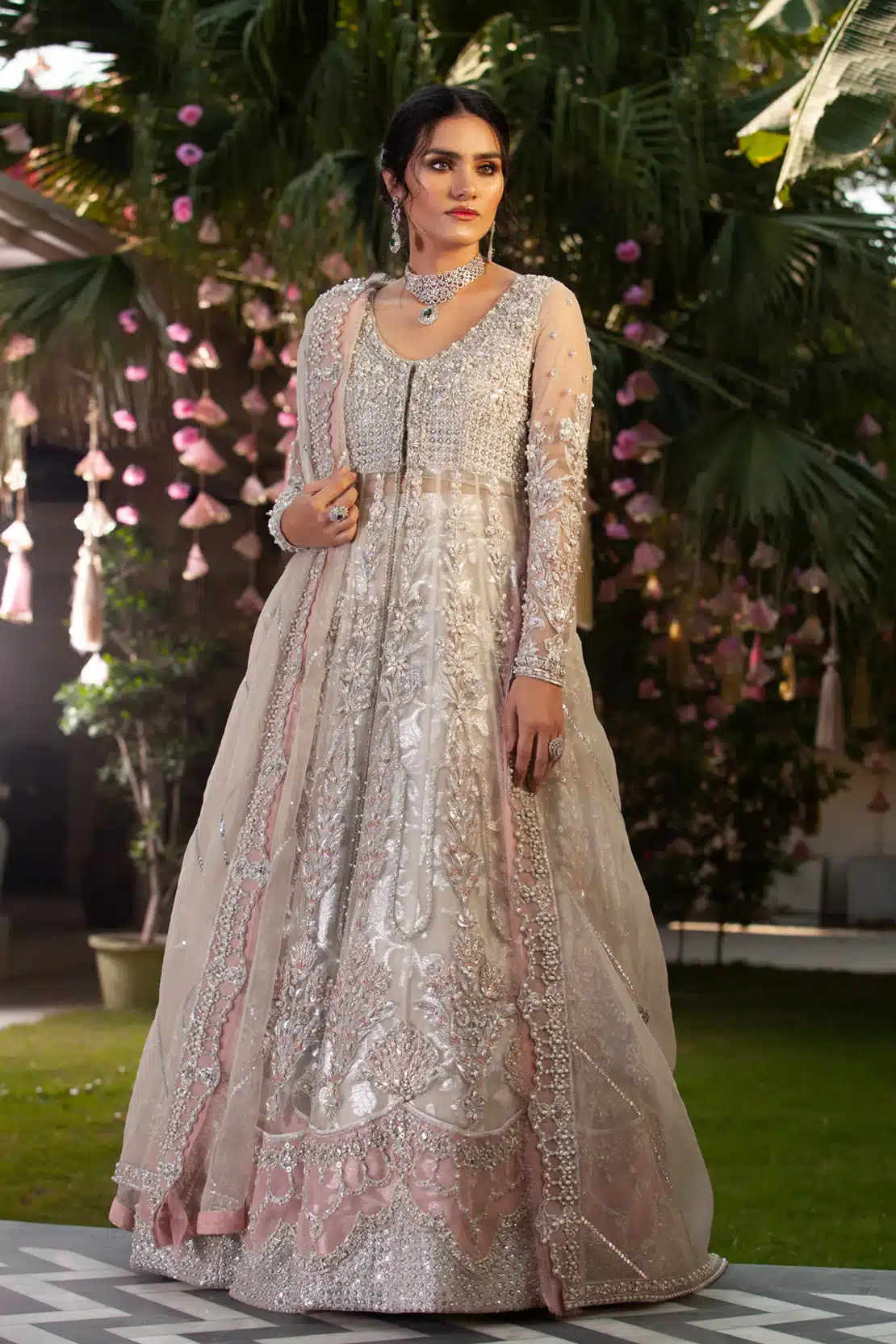 Latest Saira Rizwan Bridal Dresses Pink and Grey color
