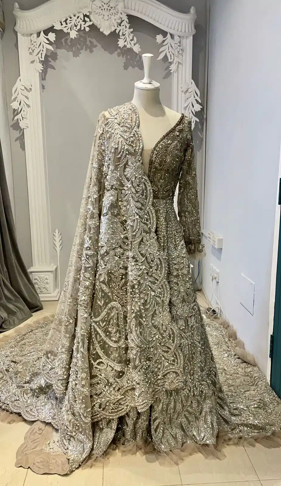 Latest Saira Rizwan Bridal Dresses ivory and Green color