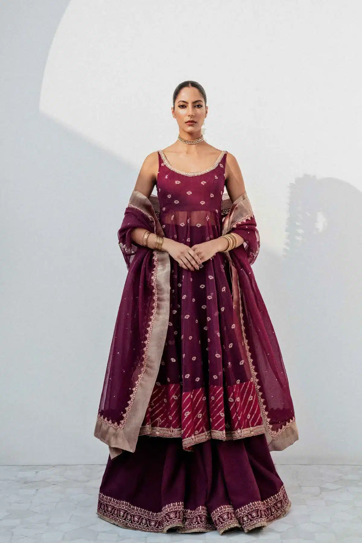 Zara Shahjahan Purple color lehenga bridal dress