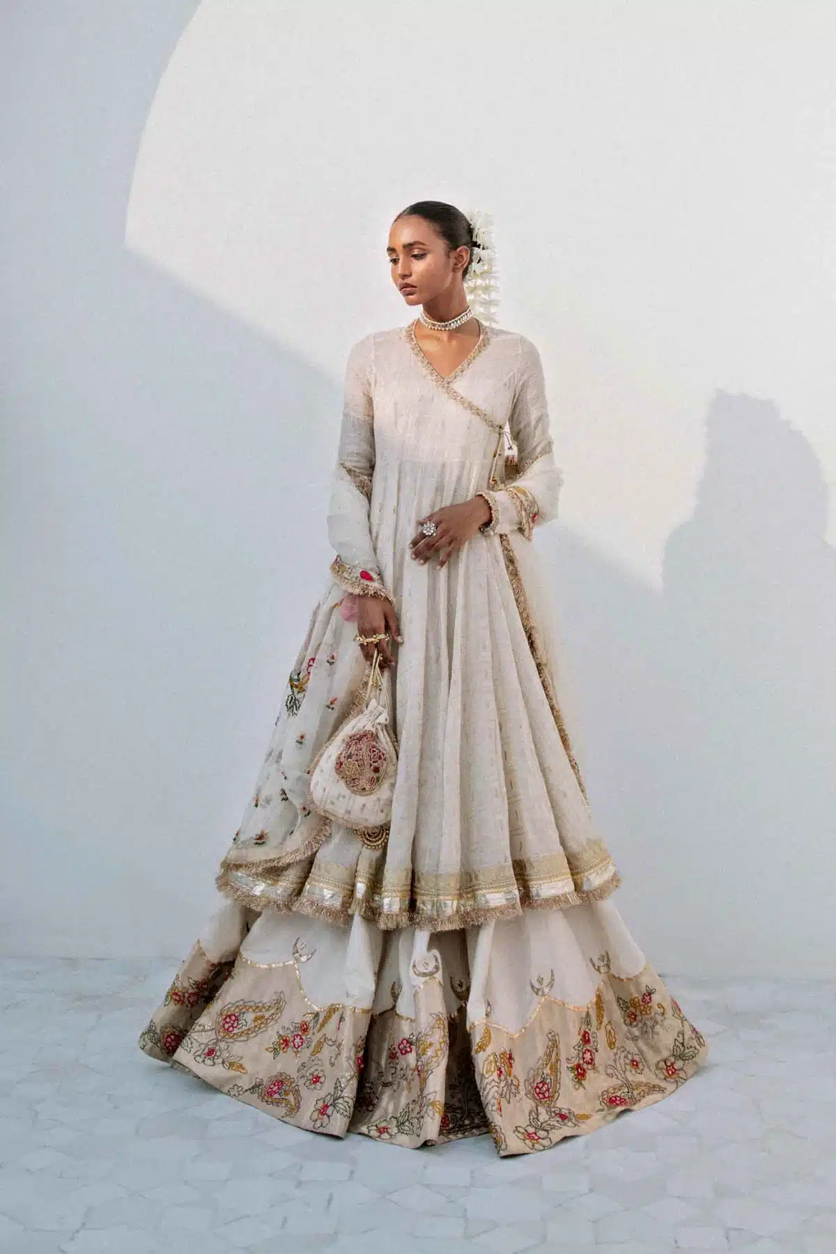 Zara Shahjahan White color lehenga bridal dress