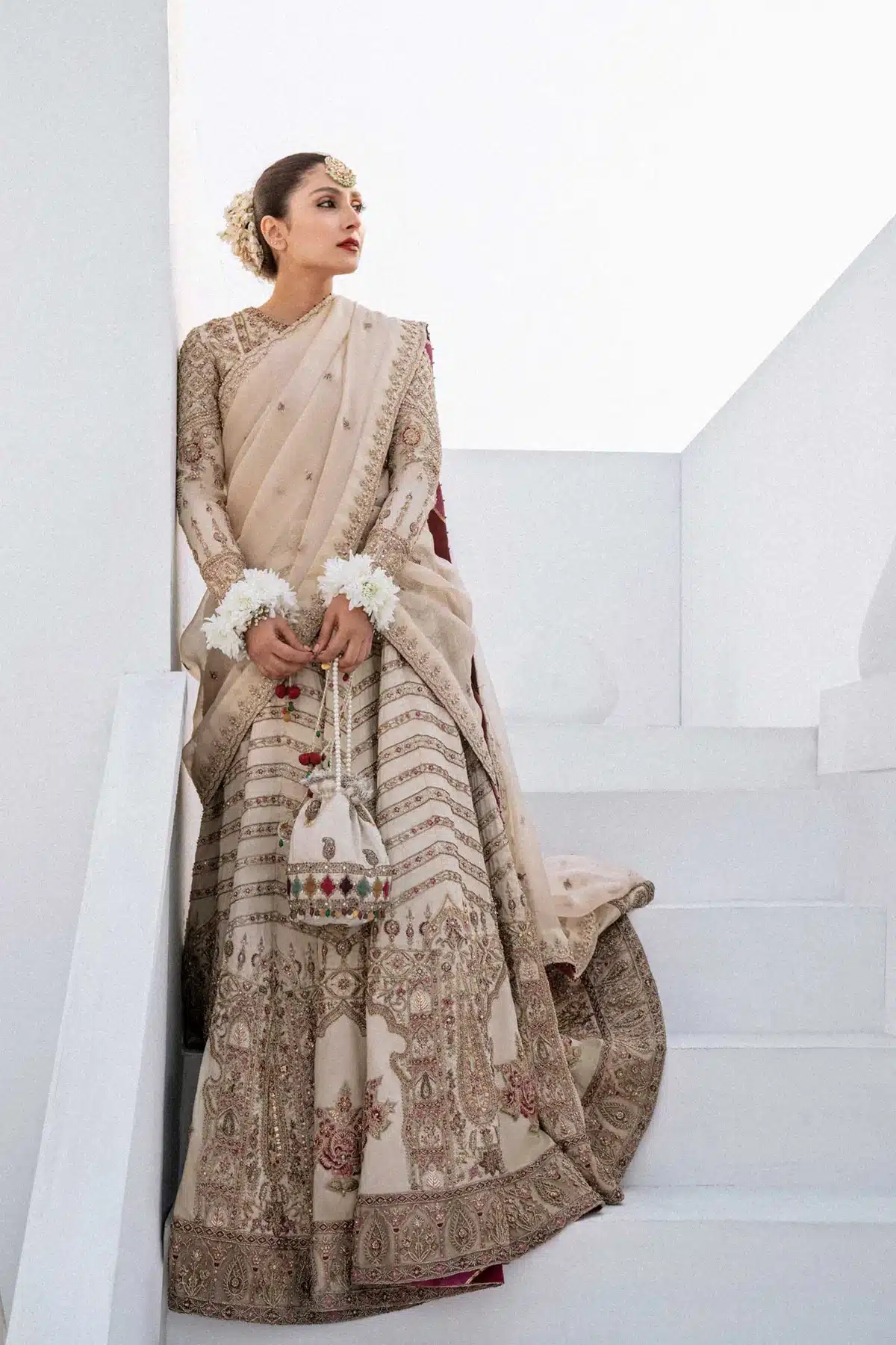 Zara Shahjahan brown color maroori work bridal dress
