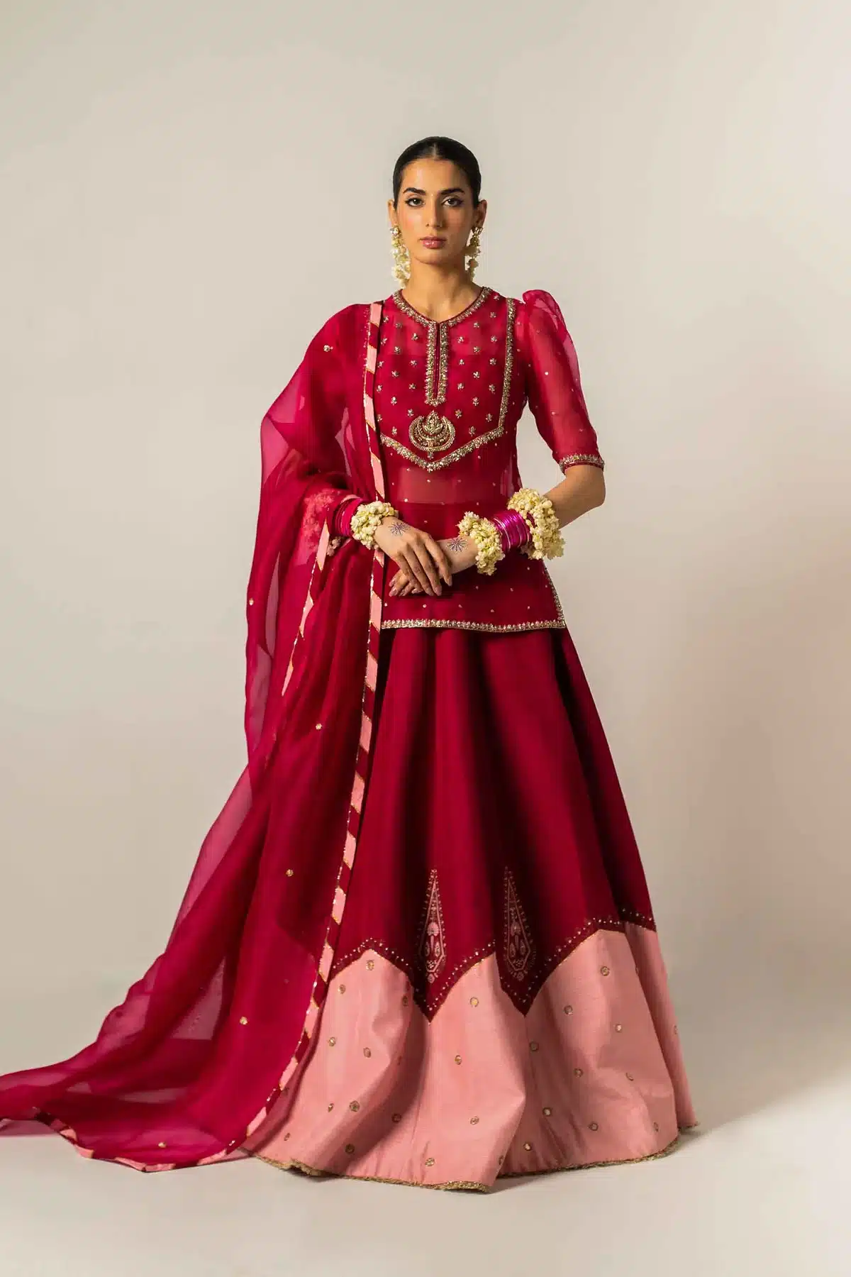 Zara Shahjahan red color Kurta lehenga, bridal dress