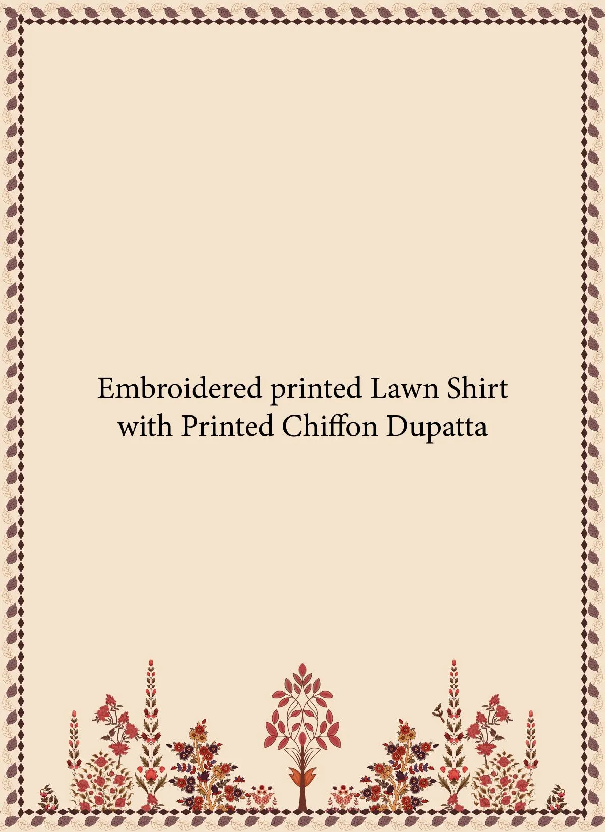 Embroidered printed lawn shirt with printed chiffon dupatta