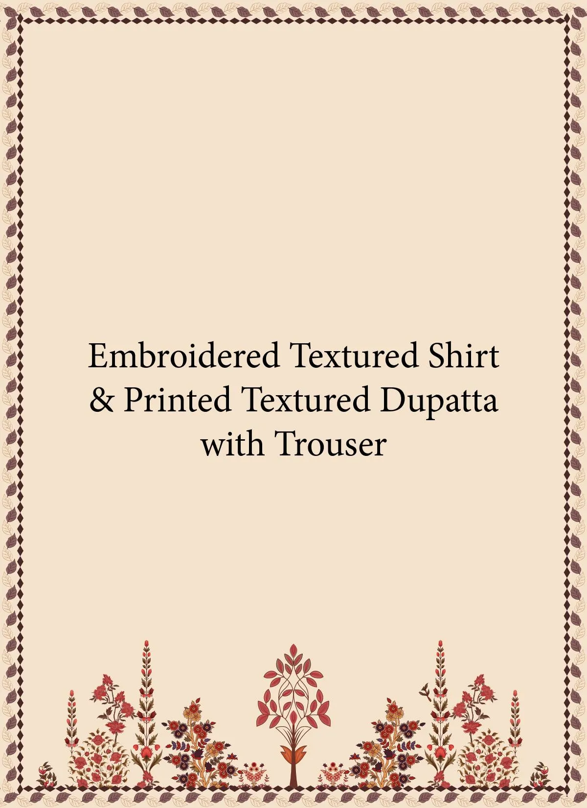Embroidered textured short and textured dupatta with trouser