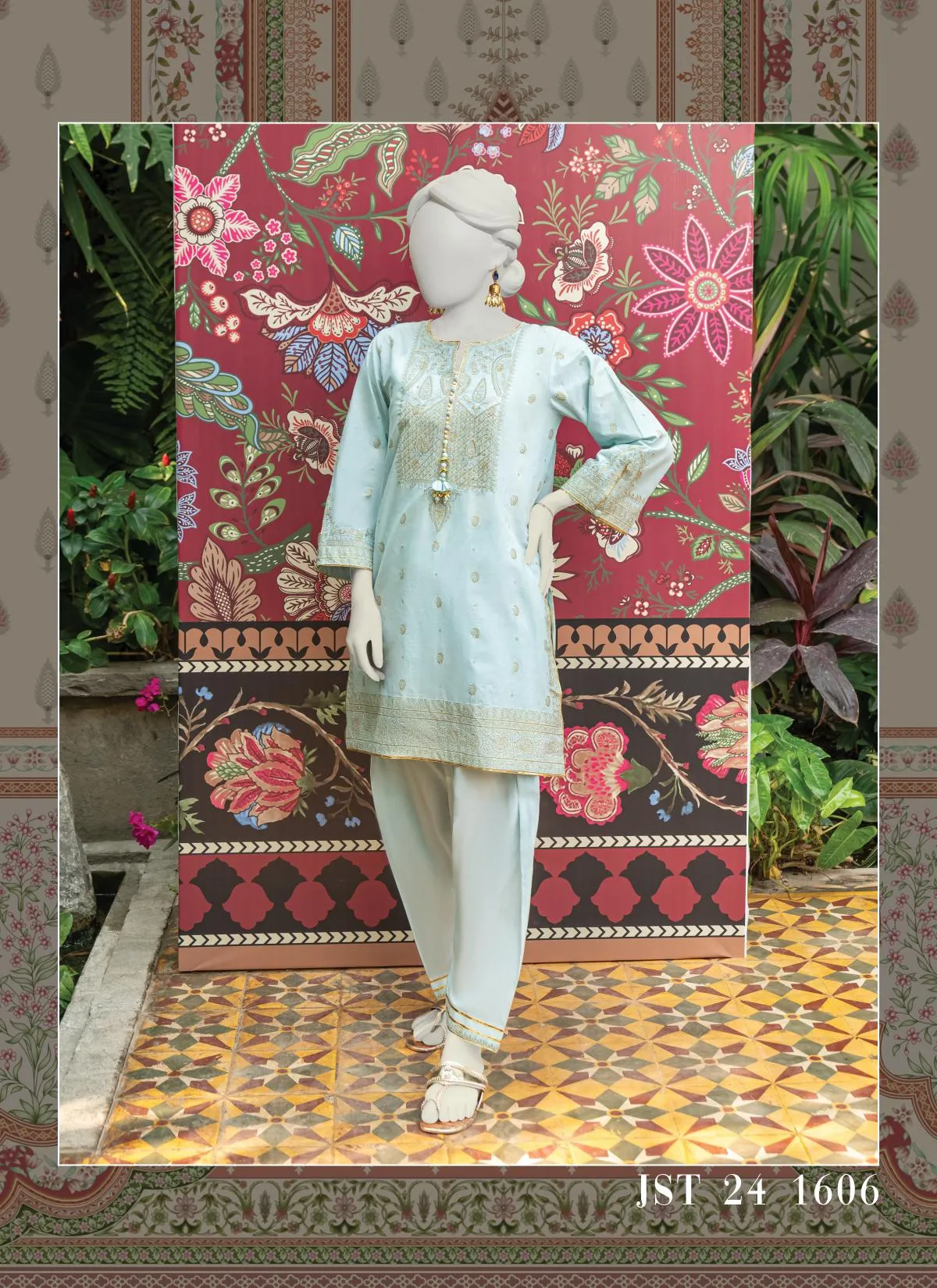 J. Embroidered printed lawn shirt with Embroidered lawn trouser