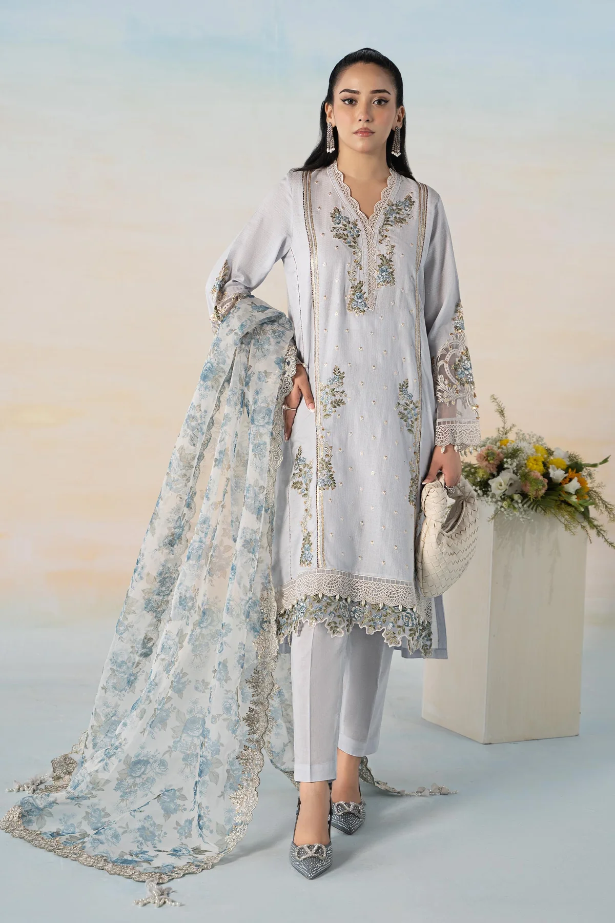 Maria B 3 PIECE EMBROIDERED DOBBY SUIT