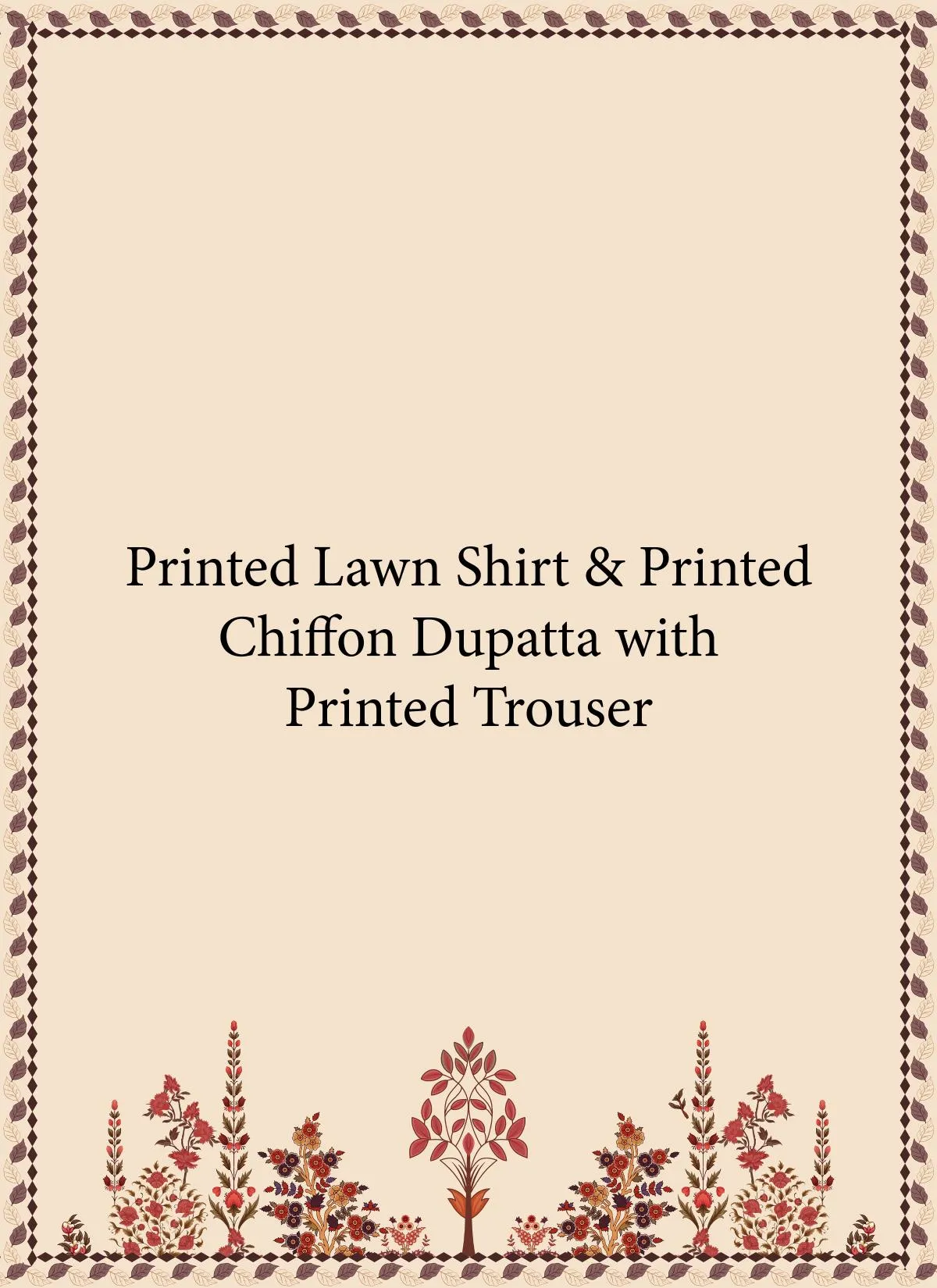 Printed lawn shirt and printed chiffon dupatta with printed trouser